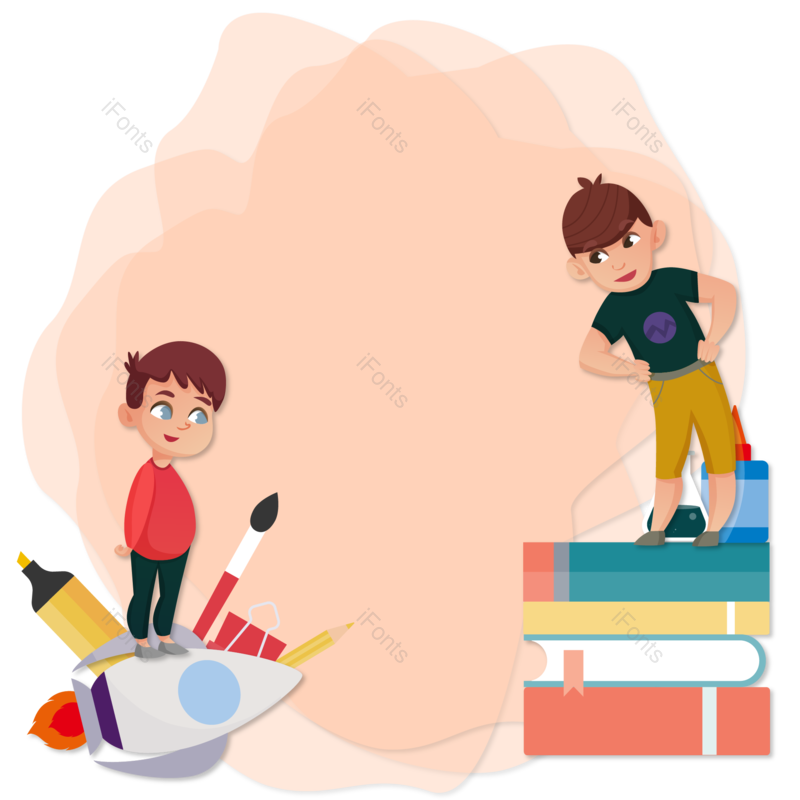 手绘人物图片,卡通人物元素,上学PNG,开学季免抠素材